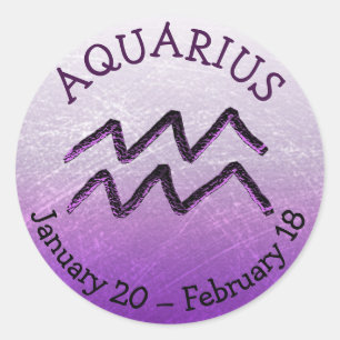 Zodiab Sign Aquarius Paars Horoscope Astrologie Ronde Sticker