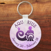 Zodiab Sign Aquarius Paars Horoscope Astrologie Sleutelhanger (Voorkant)