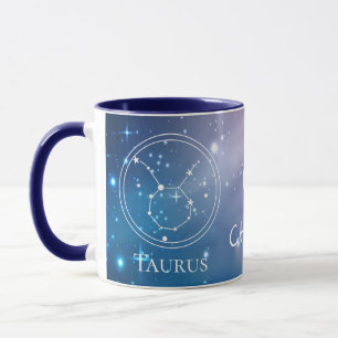 Zodiab Sign TAURUS Paars Blue Name Monogram Mok