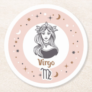 Zodiab Sign Virgo Ronde Kartonnen Onderzetter