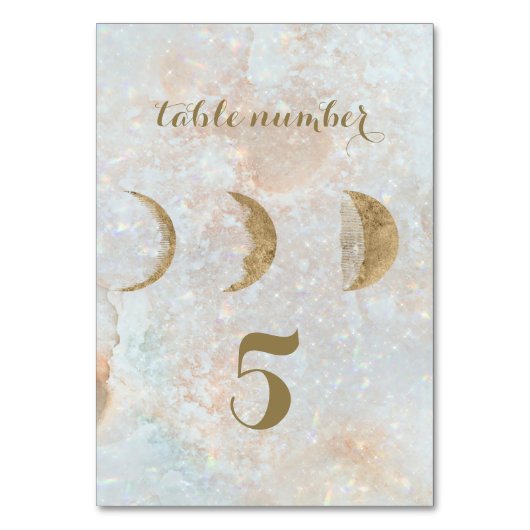 Zodiabetici Blue Celestial Gold Table Number Kaart (Voorkant)