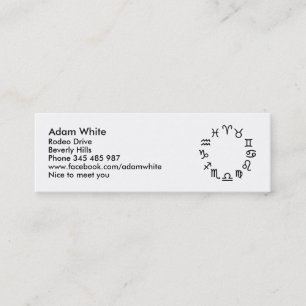 Zodiabetische tekens mini visitekaartje