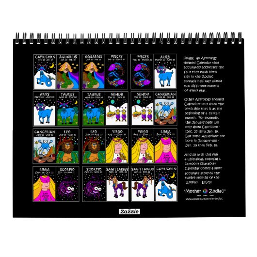 ZODIAC 12 MAANDEN CALENDAR KALENDER (Achterkant)