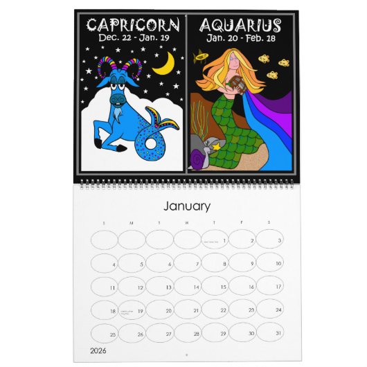 ZODIAC 12 MAANDEN CALENDAR KALENDER (Jan 2026)