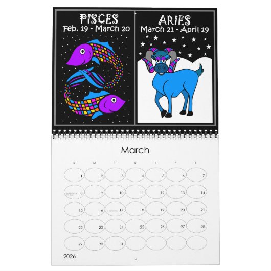 ZODIAC 12 MAANDEN CALENDAR KALENDER (Mar 2026)