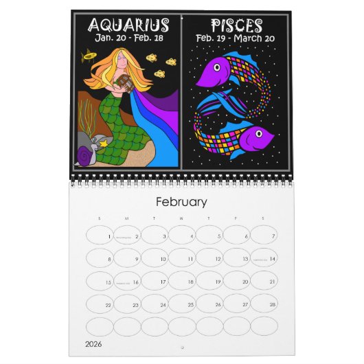 ZODIAC 12 MAANDEN CALENDAR KALENDER (Feb 2026)
