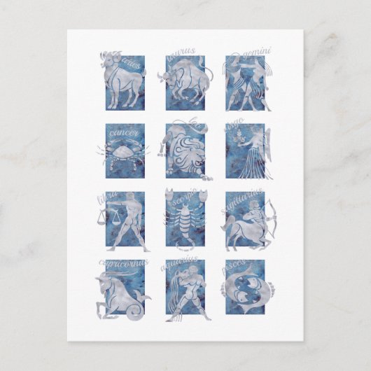 Zodiac 12 Star Signs Briefkaart (Voorkant)