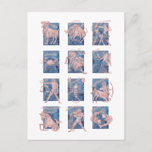 Zodiac 12 Star Signs Briefkaart (Voorkant)