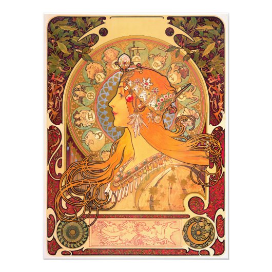 Zodiac, 1896 door Alphonse Mucha Foto Afdruk (Voorkant)