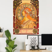 Zodiac, 1896 door Alphonse Mucha Poster (Thuiskantoor)