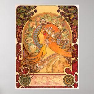 Zodiac, 1896 door Alphonse Mucha Poster