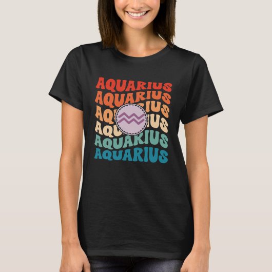 Zodiac Aqiarius Horoscope Retro Groovy Aquarius Zo T-shirt (Voorkant)