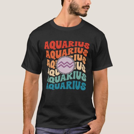 Zodiac Aqiarius Horoscope Retro Groovy Aquarius Zo T-shirt (Voorkant)