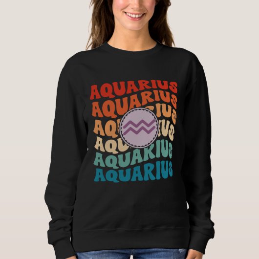 Zodiac Aqiarius Horoscope Retro Groovy Aquarius Zo Trui (Voorkant)