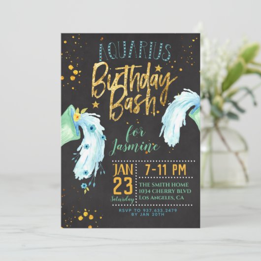 Zodiac Aquarius Birthday Kaart (Staand voorkant)