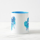 Zodiac Aquarius Blue Waterverf Gold Stars Mok (Midden)