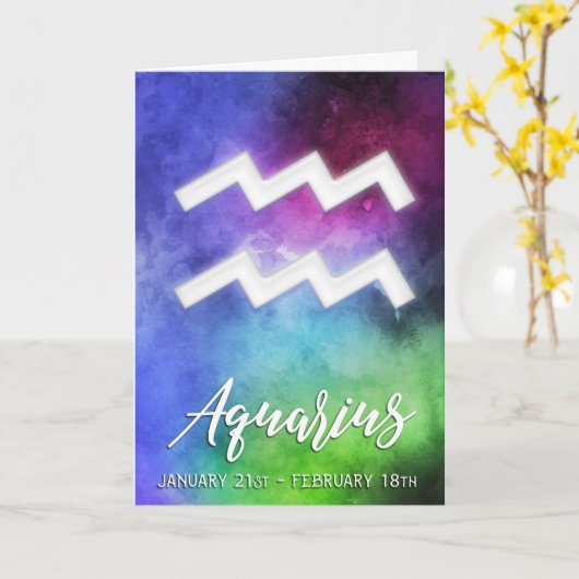 Zodiac: Aquarius Dates Kaart (Gele Bloem)