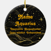 Zodiac Aquarius gepersonaliseerd astrologie Orname Keramisch Ornament (Achterkant)