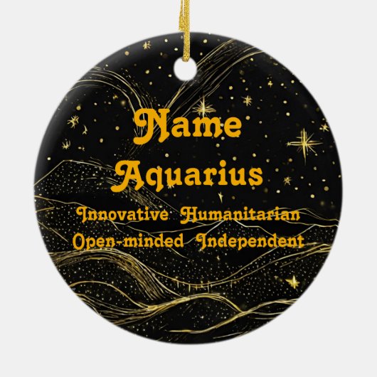 Zodiac Aquarius gepersonaliseerd astrologie Orname Keramisch Ornament (Achterkant)