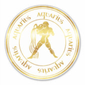 Zodiac: Aquarius Gold Foil (kijk) zeehond Sticker (Voorkant)