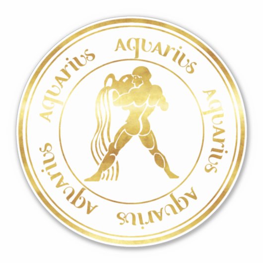 Zodiac: Aquarius Gold Foil (kijk) zeehond Sticker (Voorkant)