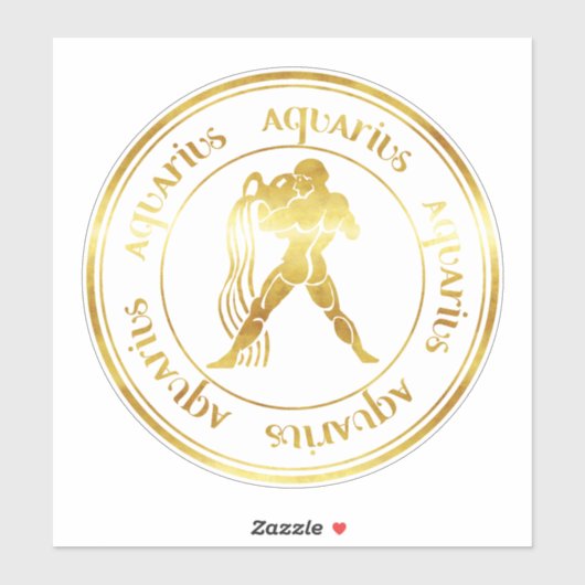 Zodiac: Aquarius Gold Foil (kijk) zeehond Sticker (Vel)