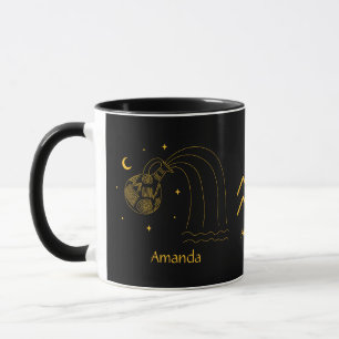 Zodiac Aquarius - goudgele  Mok