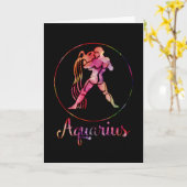 Zodiac: Aquarius is een multi-kleurenontwerp Kaart (Gele Bloem)