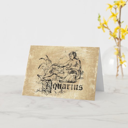  Zodiac Aquarius Kaart (Gele Bloem)
