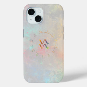 Zodiac Aquarius kaart- Wit ontwerp iPhone 15 Case