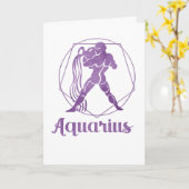 Zodiac: Aquarius Modern Geometric Paars Design Kaart (Gele Bloem)