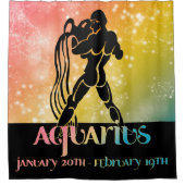 Zodiac: Aquarius Pink & Yellow Space Design Douchegordijn (Voorkant)