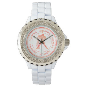 Zodiac: Aquarius Roos Gold Foil (kijk) zeehond Horloge