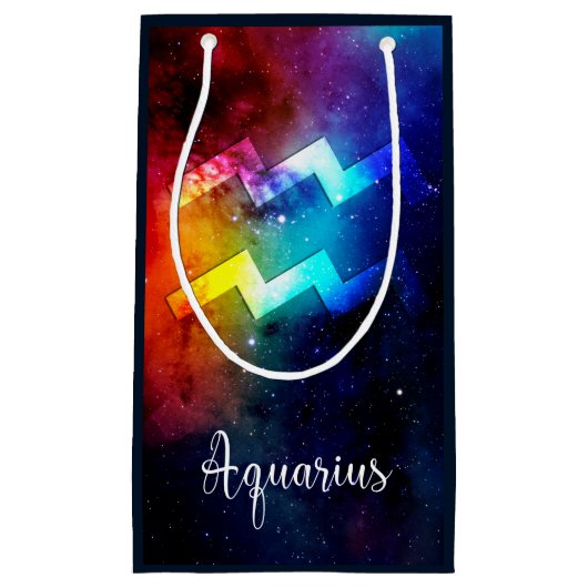 Zodiac: Aquarius Space Rainbow Klein Cadeauzakje (Voorkant)