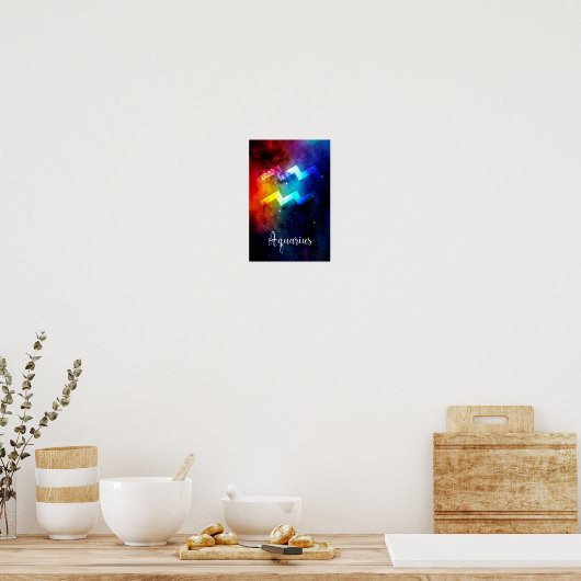Zodiac: Aquarius Space Rainbow-Poster Poster (Keuken)