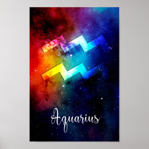 Zodiac: Aquarius Space Rainbow-Poster Poster