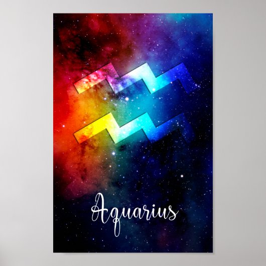 Zodiac: Aquarius Space Rainbow-Poster Poster (Voorkant)