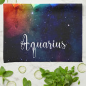 Zodiac: Aquarius Space Rainbow Theedoek (Gevouwen)