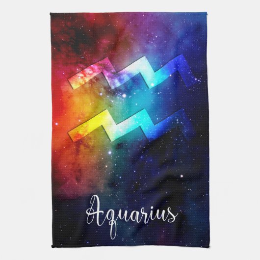Zodiac: Aquarius Space Rainbow Theedoek (Verticaal)