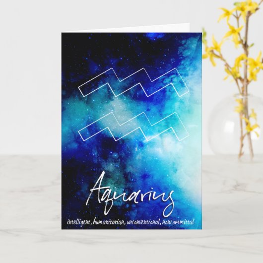 Zodiac : Aquarius Traits Kaart (Gele Bloem)