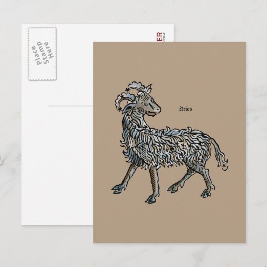 Zodiac: Aries, 1482 Briefkaart (Voorkant / Achterkant)