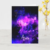 Zodiac: Aries Birthday Kaart (Gele Bloem)