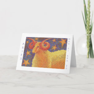 Zodiac Aries 'Happy Birthday'-kaart witte grens Kaart
