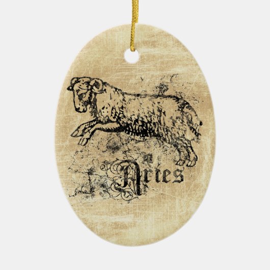  Zodiac Aries Keramisch Ornament (Voorkant)