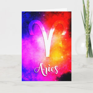 Zodiac : Aries Sneeuwbal Verjaardagskaart Kaart