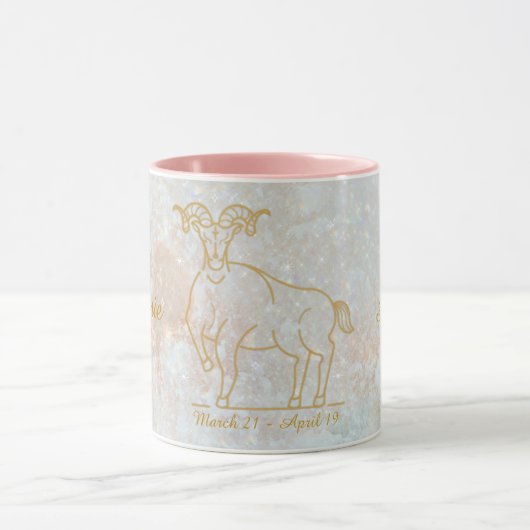 Zodiac Aries Star Sign Cosmic Monogram Glitter Mok (Midden)