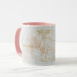 Zodiac Aries Star Sign Cosmic Monogram Glitter Mok
