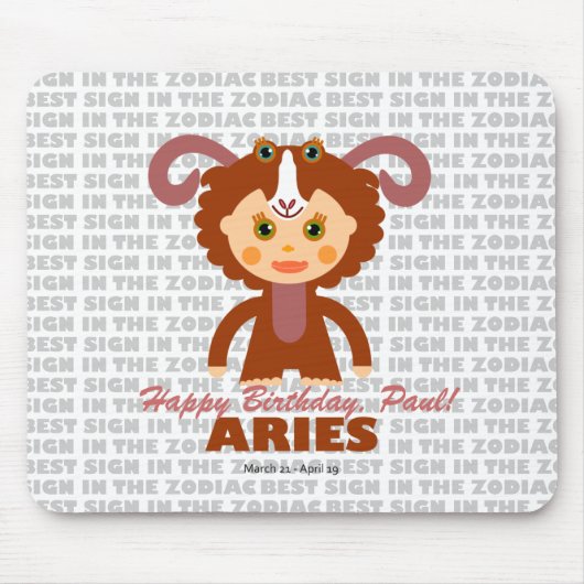 Zodiac Aries voor kinderen Muismat (Voorkant)