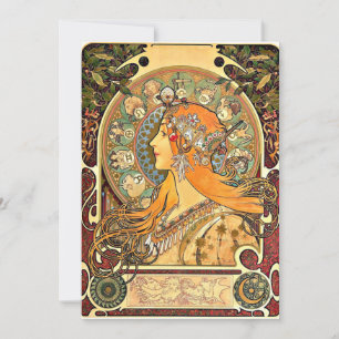 Zodiac, Art Nouveau schilderij van Alphonse Mucha Kaart