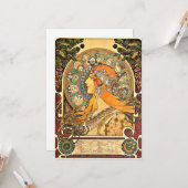 Zodiac, Art Nouveau schilderij van Alphonse Mucha Kaart (Voorkant / Achterkant in situ)